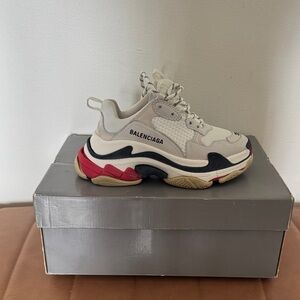 Balenciaga Triple S Sneakers - Beige and Red